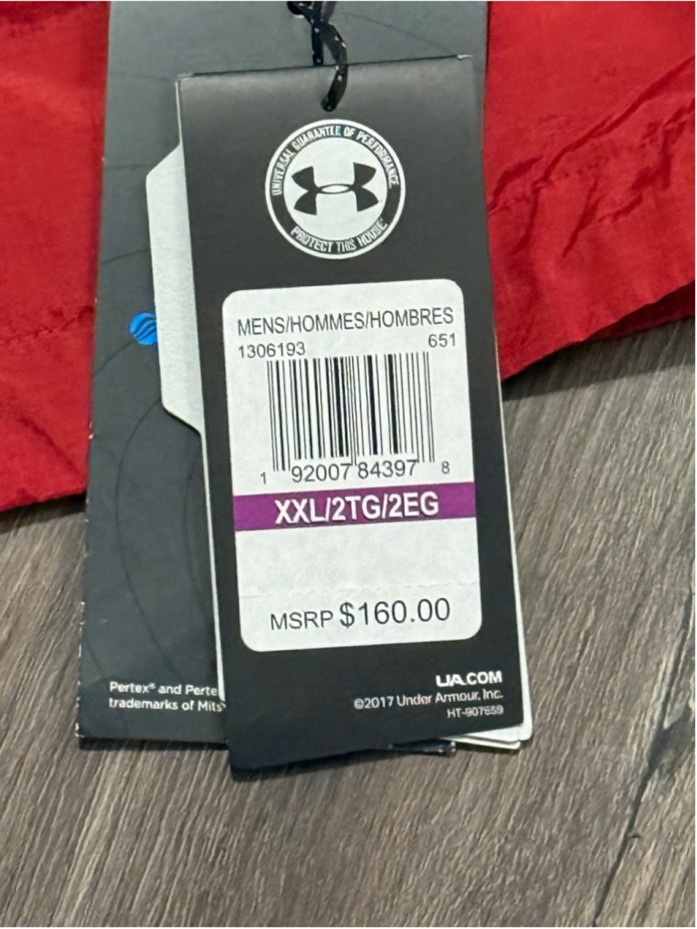 NWT Under Armour Men's Red Pertex Shield Windbreaker Jacket Sz XXL 1306193 - Picture 6 of 9